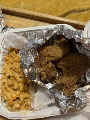 Fried chicken and Mac and cheese