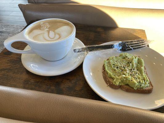 Latte and avocado toast