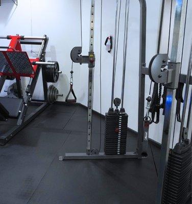 Leg Press and a Cable Machine with plenty of attachments