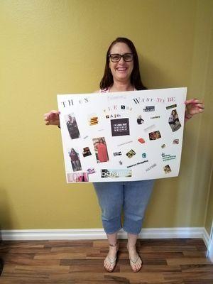 Pat sharing her vision board after a Educational Workshop on Weight Loss. She is a Six Month Behavior Change program participant.