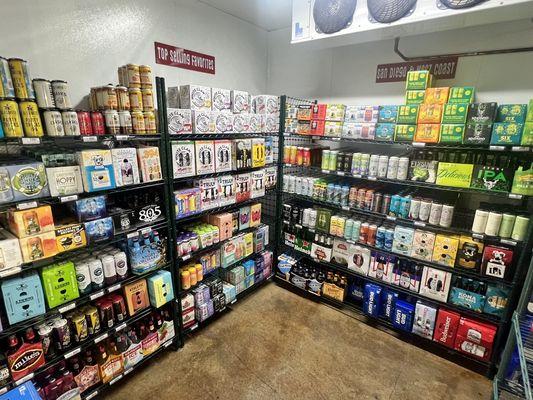 Our beer cave houses hundreds of craft beers, seltzers, booch, ciders and wine.