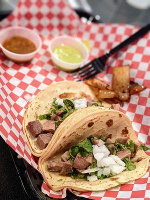 Lengua tacos (cow tongue)