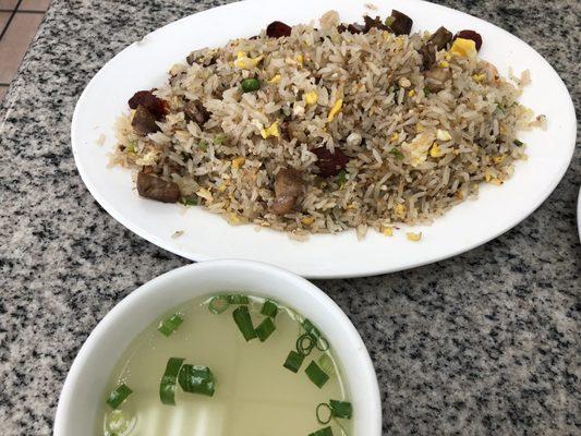 House fried rice with side of soup