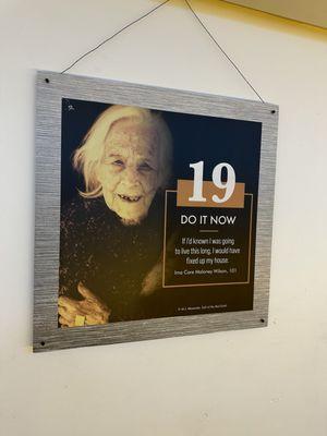 Local project involving quotes by centenarians.