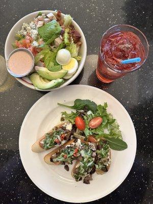 Steak crostini and Blackhawk salad