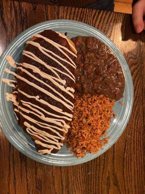 Chicken Mole Rojo Enchilada Plate