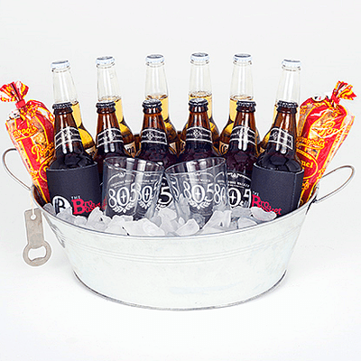 Double the Beer, Double the Snacks - One cool beer gift basket, delivered ice cold