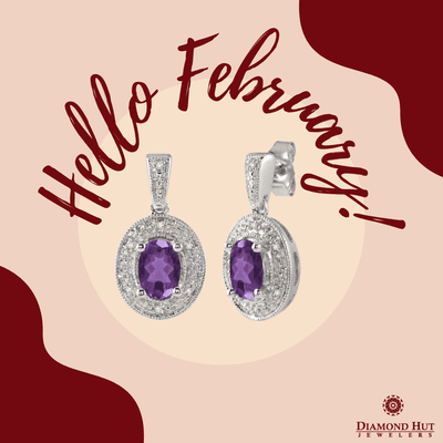 February's birthstone is amethyst. Amethyst is said to bring the wearer courage and strengthen relationships.