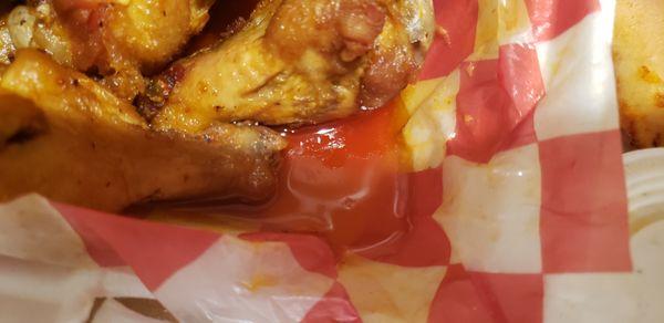 Not hot wing like I ordered.  No flavor and sitting in grease