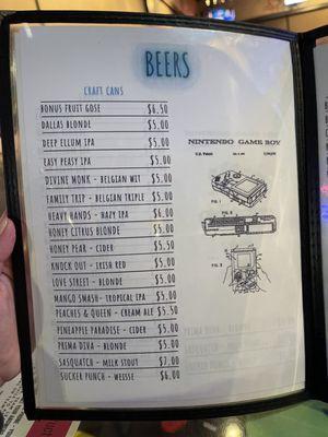 Drink menu