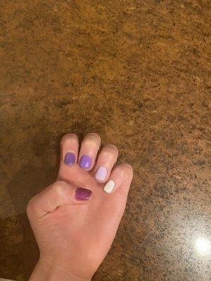 hand 1: purple ombré shades