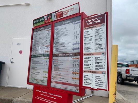 the drive through menu.