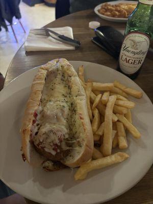 Meatball sandwich & fries