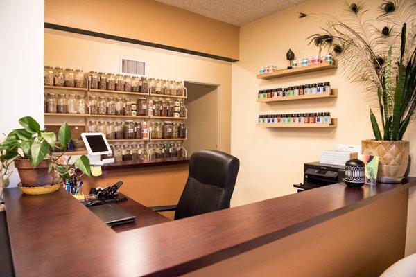 Herbal pharmacy and front desk