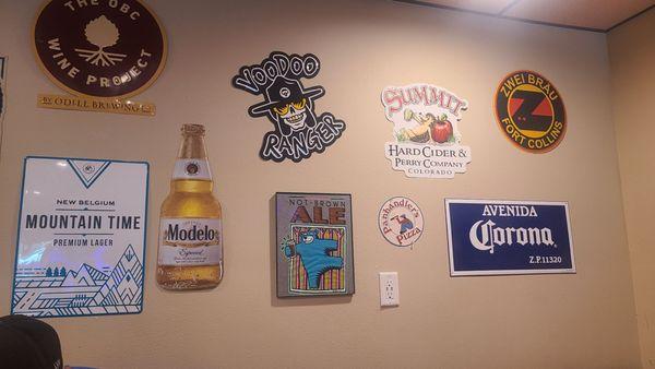 Beer signs on wall