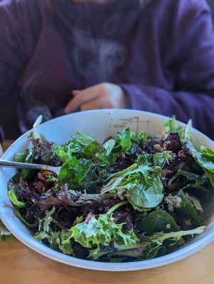 Cranberry Walnut salad with steaming chicken