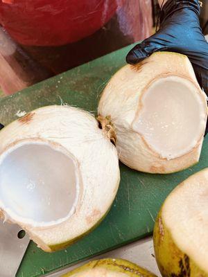 Fresh cut coconut