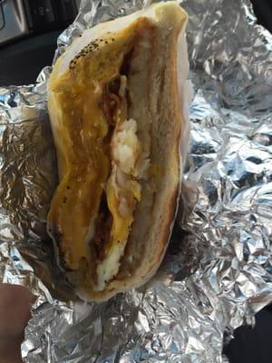 Bacon egg and cheese with a hash brown.