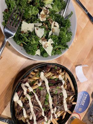 Kale salad and brisket fries