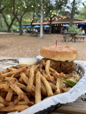 Fried chicken sandwich with Duck Fat Fries