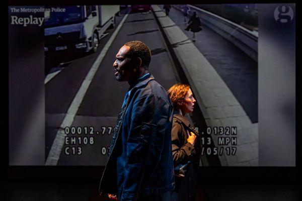 Walter DeShields and Alice Yorke in Once Upon a Bridge at the Louis Bluver Theatre at the Drake