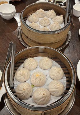 Crabmeat soup dumplings; Pork soup dumplings