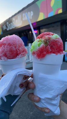 Watermelon and lime (right) and Strawberry Daiquiri (left)