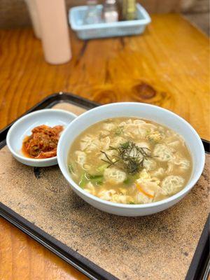 3. Dduk Mandoo Gook ($12) - rice cake & dumpling soup served with kimchi