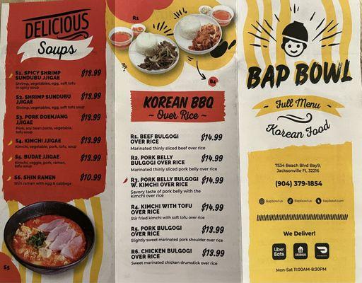 BAP BOWL MENU