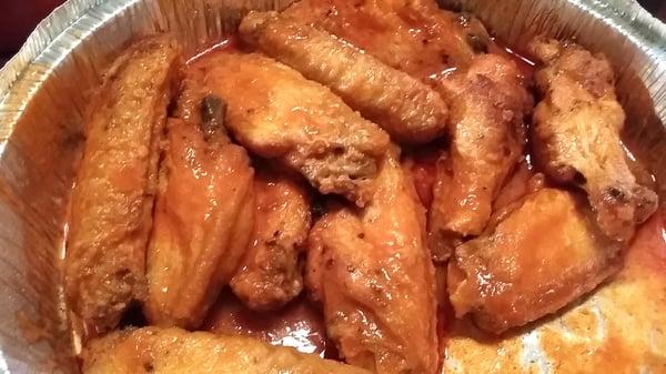 Buffalo wings, saucy and goooood