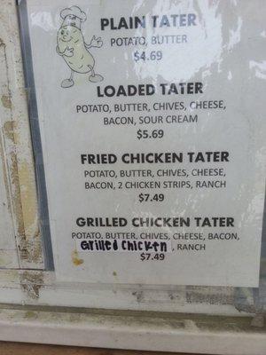 Tater menu