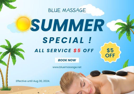 Summer Spercial All Service $5 OFF Effective until Aug 30, 2024.