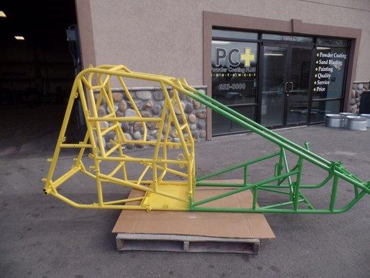 Race car frame in two colors