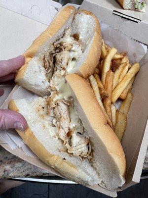 $11 chicken cheesesteak. Manager told me that's how they are and too bad. Crazy with so many other pizza shops around.