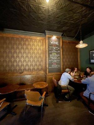 Seating area behind the bar