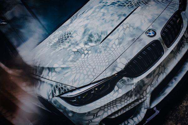 BMW M3CS Full Wrap Custom Kryptek Wraith Camo