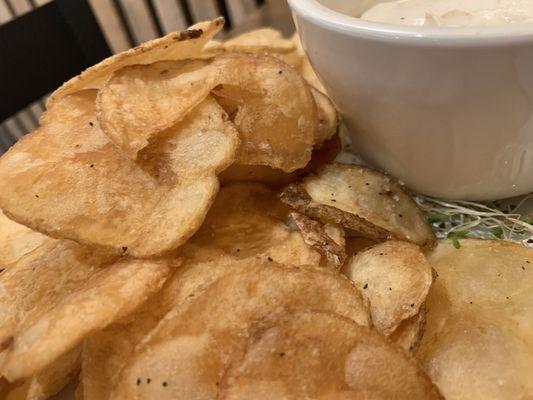 Homemade chips and onion dip