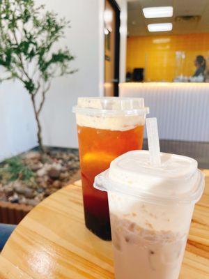 Oat cream milk tea, fruit tea