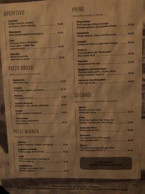 Food menu