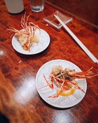 Fried sweet shrimp (amaebi) heads