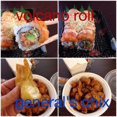 I had delivery today, General's Chicken, Crab Rangoon, and the Volcano Roll