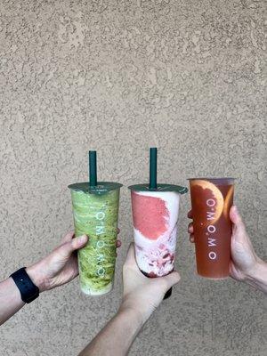 Omomo matcha Strawberry tornado Grapefruit green tea