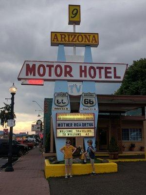 Old school Rte. 66 sign. The stay matches the sign.