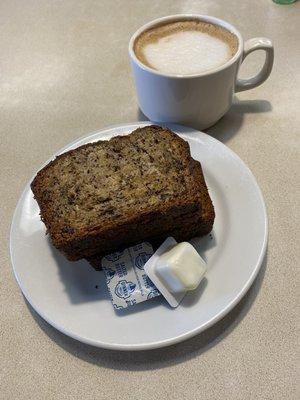 Banana Bread and lavender latte