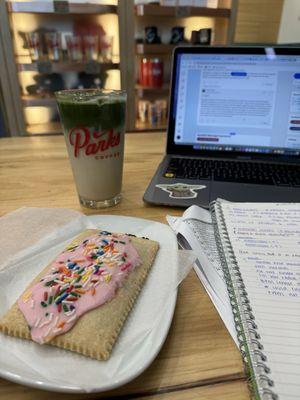 poptart & blueberry matcha