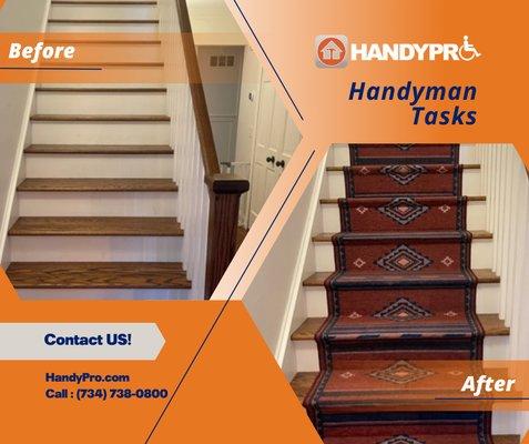 From minor fixes to major makeovers, HandyPro handles all handyman tasks with ease. Stair enhancement done right!