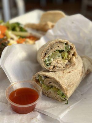 Chicken, garlic and pickles make for a perfect wrap