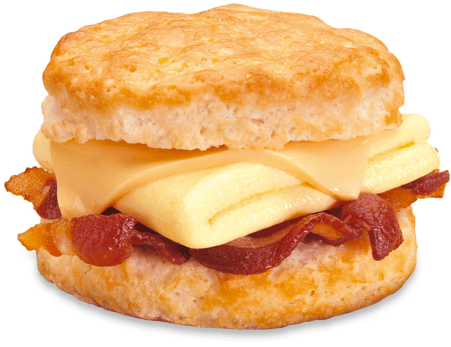 Bacon, Egg and Cheese on a made from scratch buttermilk biscuit