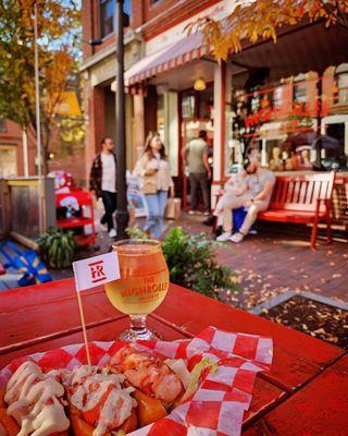 Lobster roll trio and cider