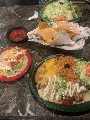 Delicious Huge 2 item combo plate Chile Relleno and Chile verde taco. And tostada.